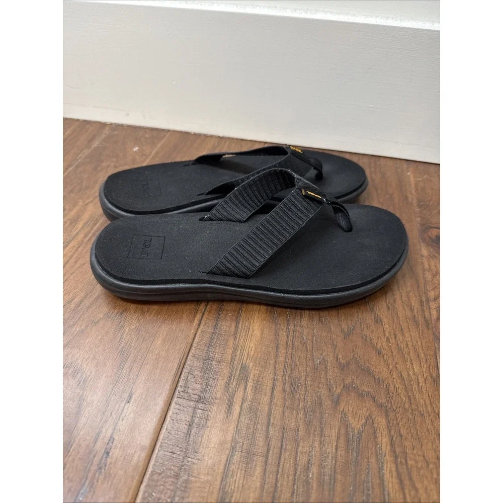 Teva Mush Flip Flops Sandals Women's 8 Black Y2K Beach Foam Lightweight Vacation